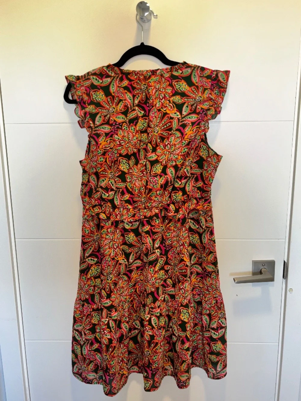 J. Crew Floral Ruffle Sleeve V-Neck Dress Size 8